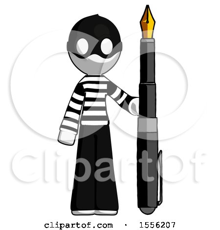White Thief Man Holding Giant Calligraphy Pen by Leo Blanchette