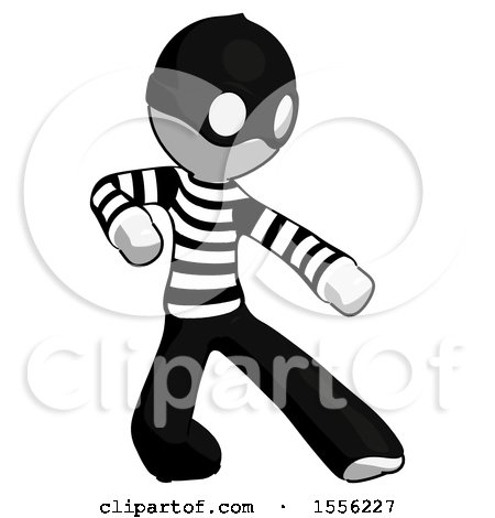 White Thief Man Karate Defense Pose Right by Leo Blanchette