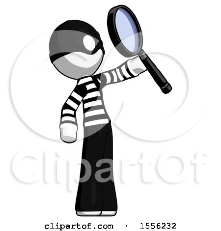 White Thief Man Inspecting with Large Magnifying Glass Facing up by Leo Blanchette