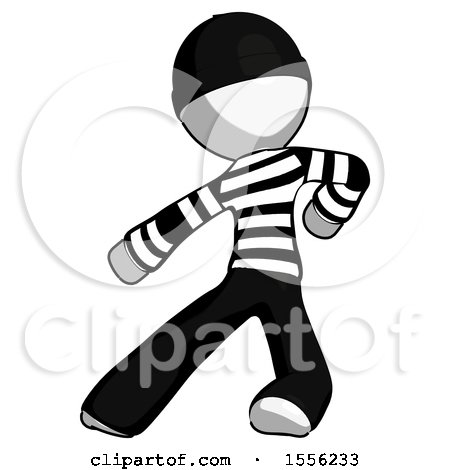 White Thief Man Karate Defense Pose Left by Leo Blanchette