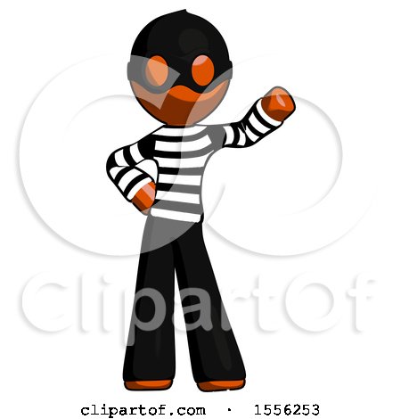Orange Thief Man Waving Left Arm with Hand on Hip by Leo Blanchette