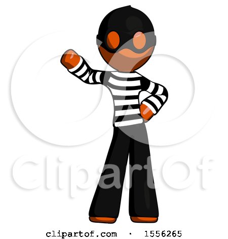 Orange Thief Man Waving Right Arm with Hand on Hip by Leo Blanchette