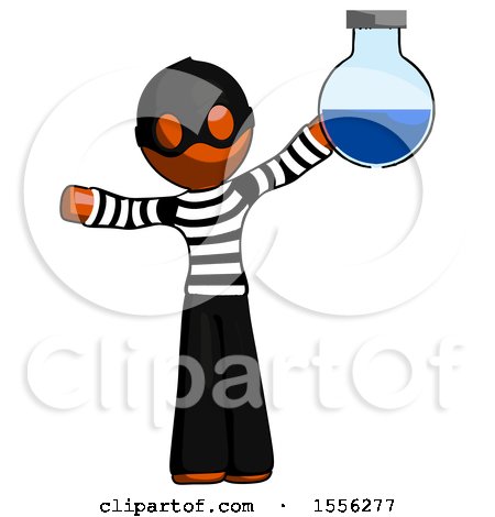 Orange Thief Man Holding Large Round Flask or Beaker by Leo Blanchette