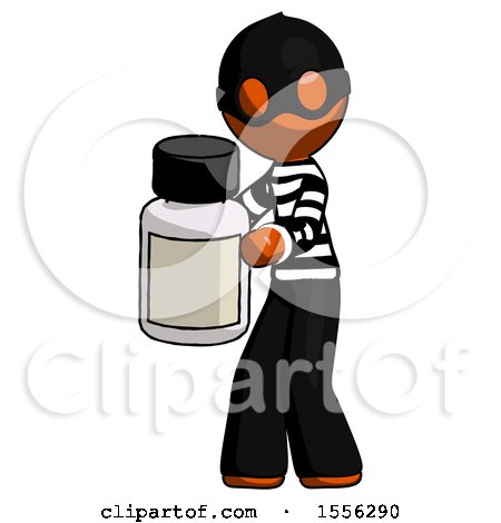Orange Thief Man Holding White Medicine Bottle by Leo Blanchette