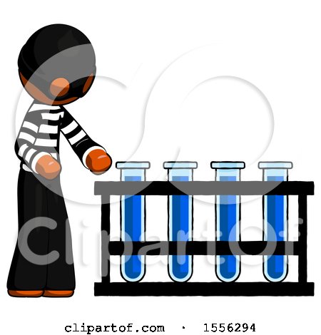 Orange Thief Man Using Test Tubes or Vials on Rack by Leo Blanchette