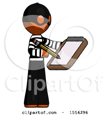 Orange Thief Man Using Clipboard and Pencil by Leo Blanchette