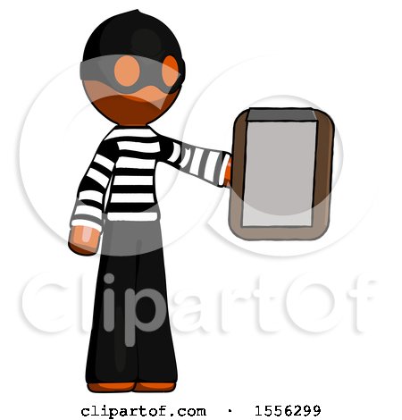 Orange Thief Man Showing Clipboard to Viewer by Leo Blanchette