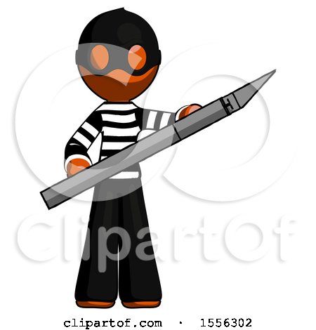 Orange Thief Man Holding Large Scalpel by Leo Blanchette