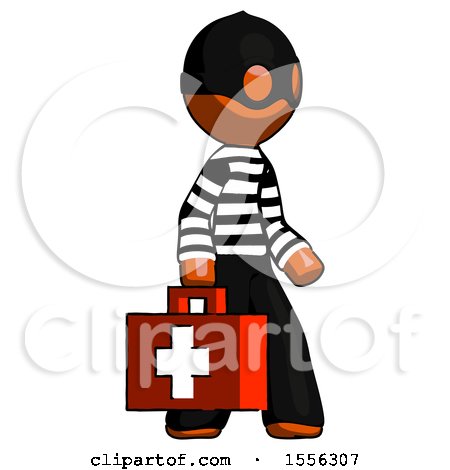 Orange Thief Man Walking with Medical Aid Briefcase to Right by Leo Blanchette