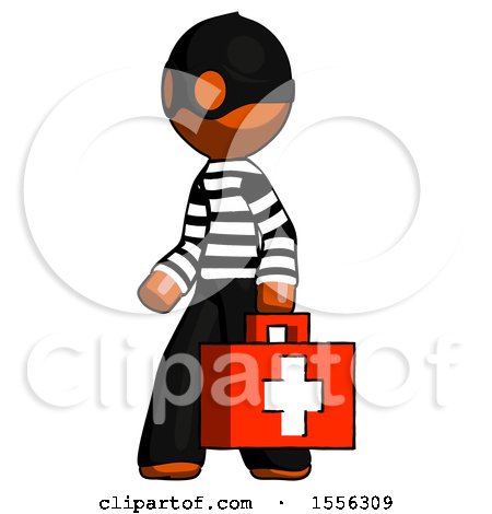 Orange Thief Man Walking with Medical Aid Briefcase to Left by Leo Blanchette