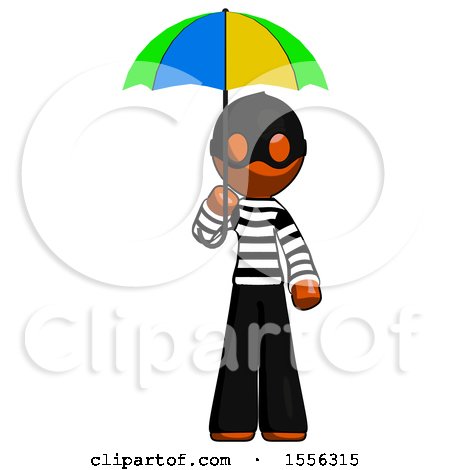 Orange Thief Man Holding Umbrella Rainbow Colored by Leo Blanchette