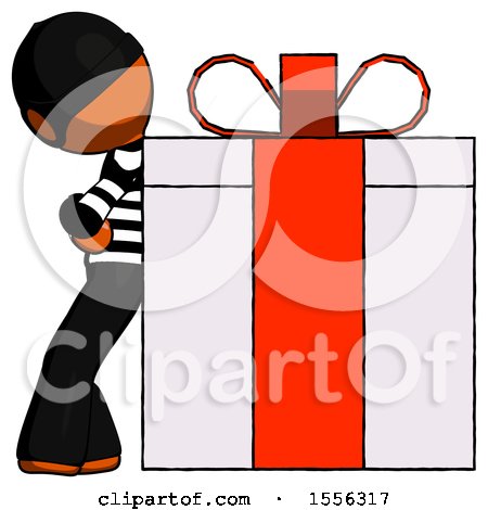 Orange Thief Man Gift Concept - Leaning Against Large Present by Leo Blanchette