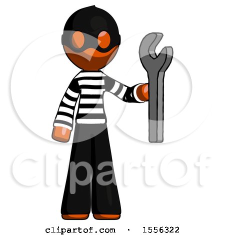 Orange Thief Man Holding Wrench Ready to Repair or Work by Leo Blanchette