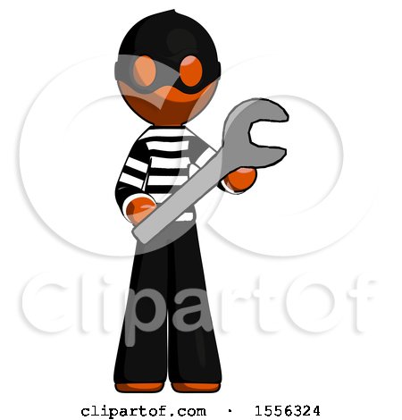 Orange Thief Man Holding Large Wrench with Both Hands by Leo Blanchette