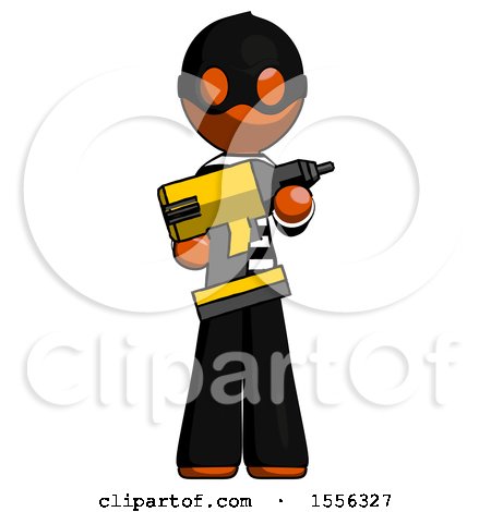 Orange Thief Man Holding Large Drill by Leo Blanchette