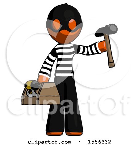 Orange Thief Man Holding Tools and Toolchest Ready to Work by Leo Blanchette