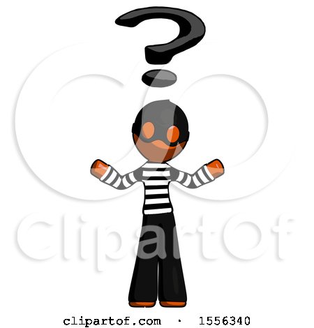 Orange Thief Man with Question Mark Above Head, Confused by Leo Blanchette