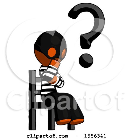 Orange Thief Man Question Mark Concept, Sitting on Chair Thinking by Leo Blanchette