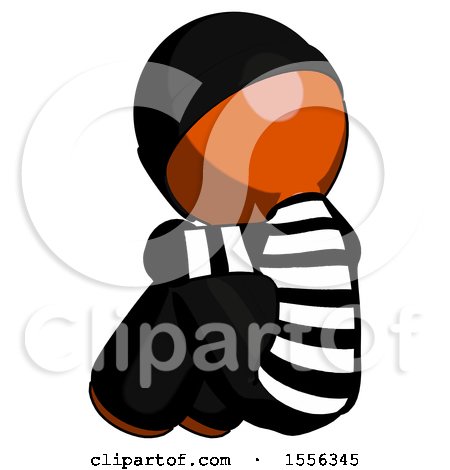 Orange Thief Man Sitting with Head down Back View Facing Left by Leo Blanchette