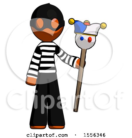 Orange Thief Man Holding Jester Staff by Leo Blanchette