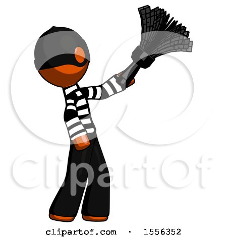 Orange Thief Man Dusting with Feather Duster Upwards by Leo Blanchette