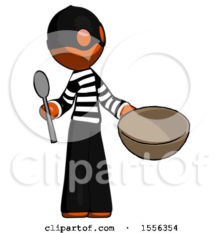 Orange Thief Man with Empty Bowl and Spoon Ready to Make Something by Leo Blanchette