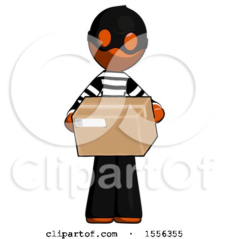 Orange Thief Man Holding Box Sent or Arriving in Mail by Leo Blanchette