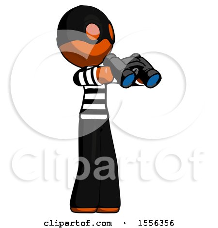 Orange Thief Man Holding Binoculars Ready to Look Right by Leo Blanchette
