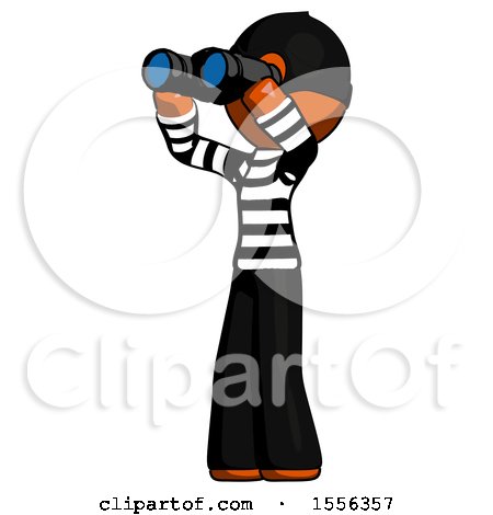 Orange Thief Man Looking Through Binoculars to the Left by Leo Blanchette