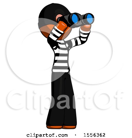 Orange Thief Man Looking Through Binoculars to the Right by Leo Blanchette