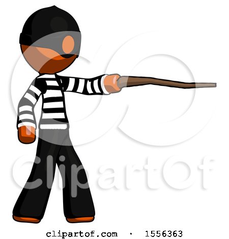 Orange Thief Man Pointing with Hiking Stick by Leo Blanchette