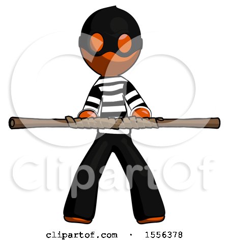 Orange Thief Man Bo Staff Kung Fu Defense Pose by Leo Blanchette
