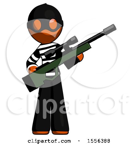 Orange Thief Man Holding Sniper Rifle Gun by Leo Blanchette