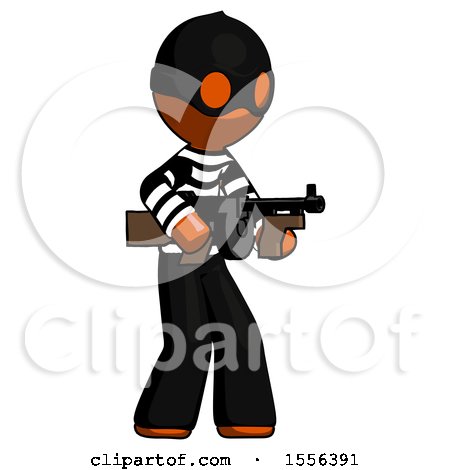 Orange Thief Man Tommy Gun Gangster Shooting Pose by Leo Blanchette