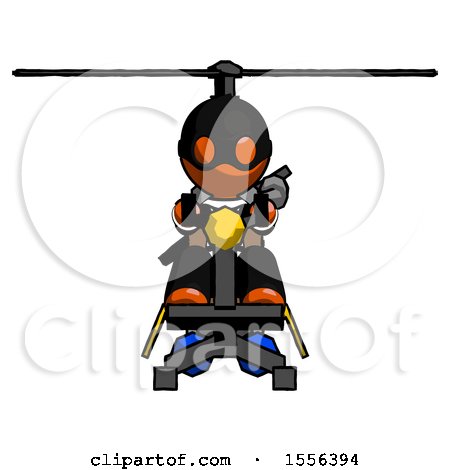 Orange Thief Man Flying in Gyrocopter Front View by Leo Blanchette