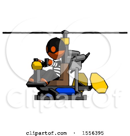 Orange Thief Man Flying in Gyrocopter Front Side Angle View by Leo Blanchette