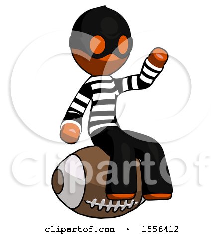Orange Thief Man Sitting on Giant Football by Leo Blanchette