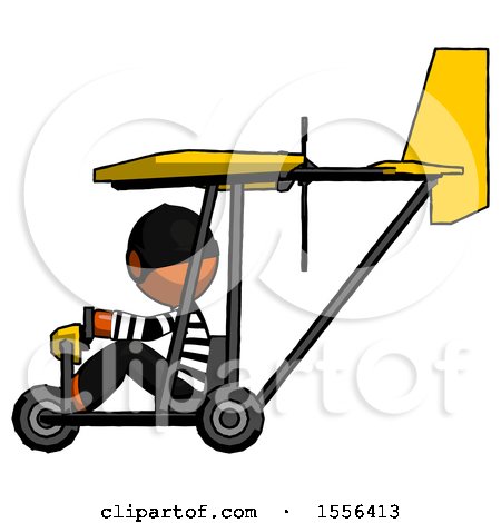 Orange Thief Man in Ultralight Aircraft Side View by Leo Blanchette