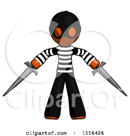Orange Thief Man Two Sword Defense Pose by Leo Blanchette