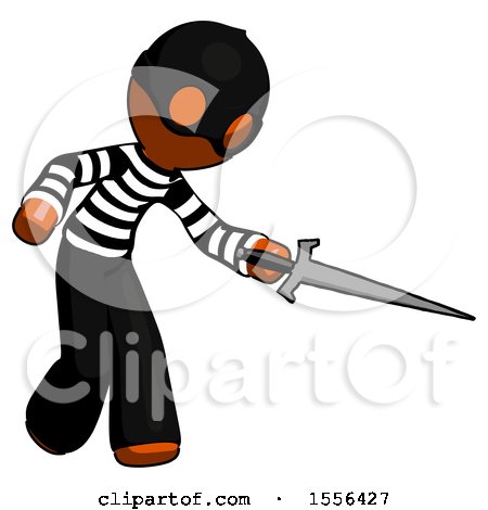 Orange Thief Man Sword Pose Stabbing or Jabbing by Leo Blanchette