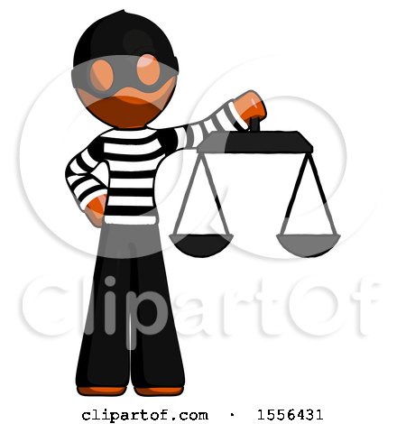 Orange Thief Man Holding Scales of Justice by Leo Blanchette