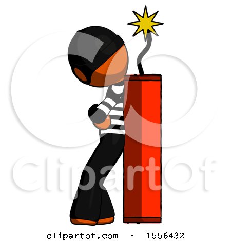 Orange Thief Man Leaning Against Dynimate, Large Stick Ready to Blow by Leo Blanchette