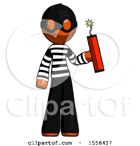 Orange Thief Man Holding Dynamite with Fuse Lit by Leo Blanchette