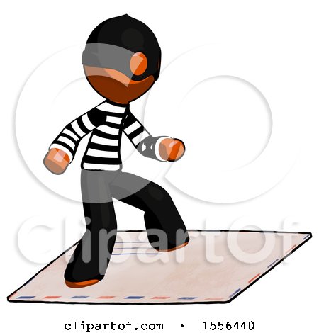 Orange Thief Man on Postage Envelope Surfing by Leo Blanchette