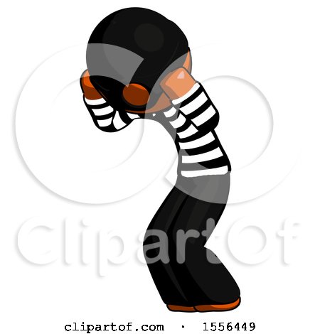 Orange Thief Man with Headache or Covering Ears Turned to His Left by Leo Blanchette
