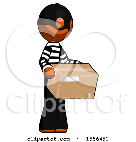 Orange Thief Man Holding Package to Send or Recieve in Mail by Leo Blanchette