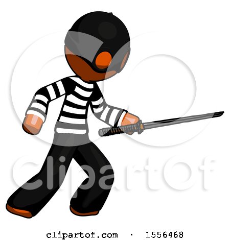 Orange Thief Man Stabbing with Ninja Sword Katana by Leo Blanchette