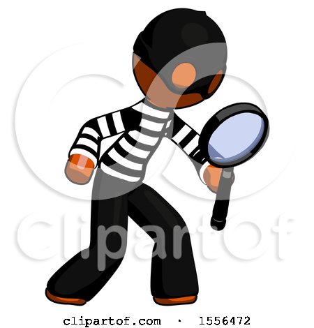 Orange Thief Man Inspecting with Large Magnifying Glass Right by Leo Blanchette
