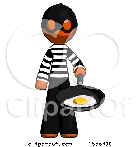 Orange Thief Man Frying Egg in Pan or Wok by Leo Blanchette