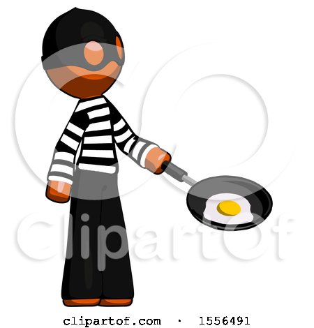 Orange Thief Man Frying Egg in Pan or Wok Facing Right by Leo Blanchette